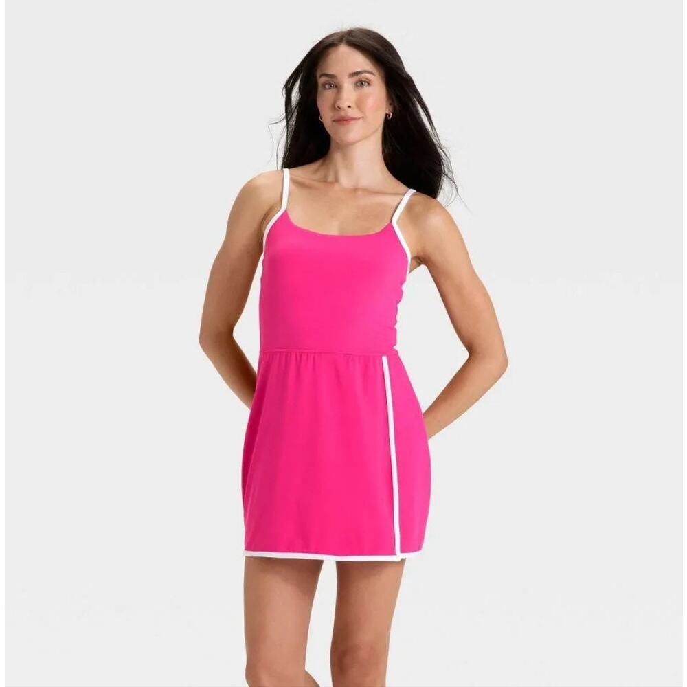 all in motion Hot Pink Skort Dress with White Trim